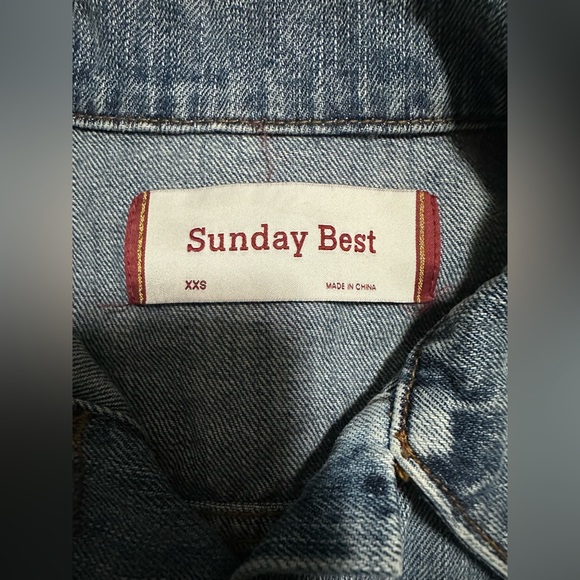 Sunday Best Edo Cropped Denim Jacket Vintage Washed Size XXS - Picture 6 of 6